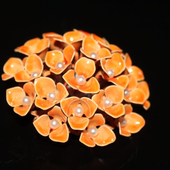 Beautiful Enamel and baby pearls adorn this brooch & clip back earrings - Picture 10 of 16